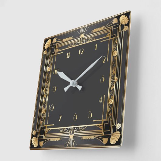 Art Deco Elegant Goud Vierkante Klok (Hoek)