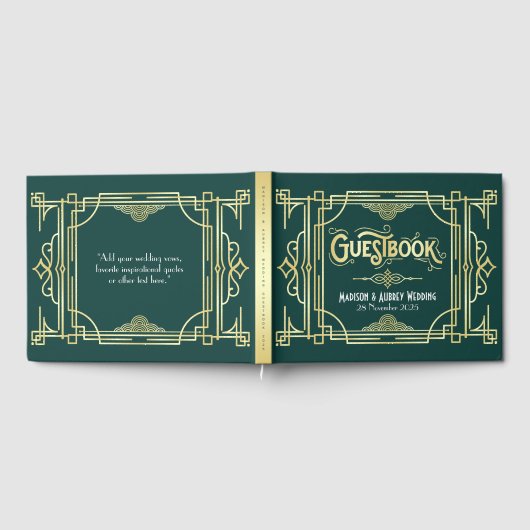 Art Deco Elegant Gouden Groene Gatsby jaren '20 Br Gastenboek (Volledig)