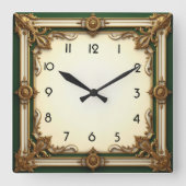 Art Deco Elegant Green  Vierkante Klok (Voorkant)
