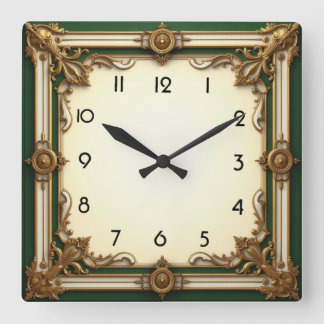 Art Deco Elegant Green  Vierkante Klok