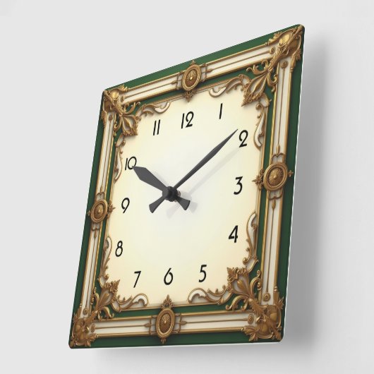 Art Deco Elegant Green Vierkante Klok (Hoek)