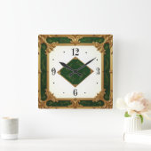 Art Deco Elegant Green Vierkante Klok (Huis)