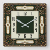 Art Deco Elegant Green Vierkante Klok (Voorkant)