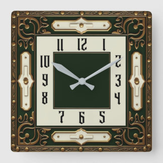 Art Deco Elegant Green Vierkante Klok