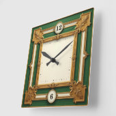 Art Deco Elegant Green Vierkante Klok (Hoek)