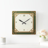 Art Deco Elegant Groen Vierkante Klok (Huis)