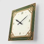 Art Deco Elegant Groen Vierkante Klok (Hoek)