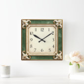 Art Deco Elegant Groen Vierkante Klok (Huis)