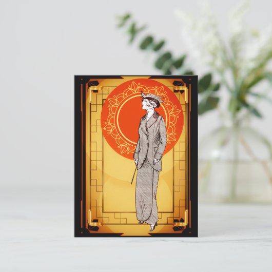  Art Deco Elegant Lady Briefkaart (Staand voorkant)