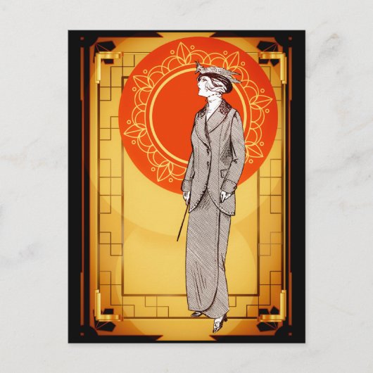  Art Deco Elegant Lady Briefkaart (Voorkant)