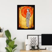 Art Deco Elegant Lady Poster (Thuiskantoor)