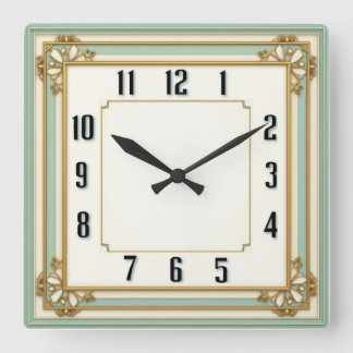 Art Deco Elegant Mint Vierkante Klok