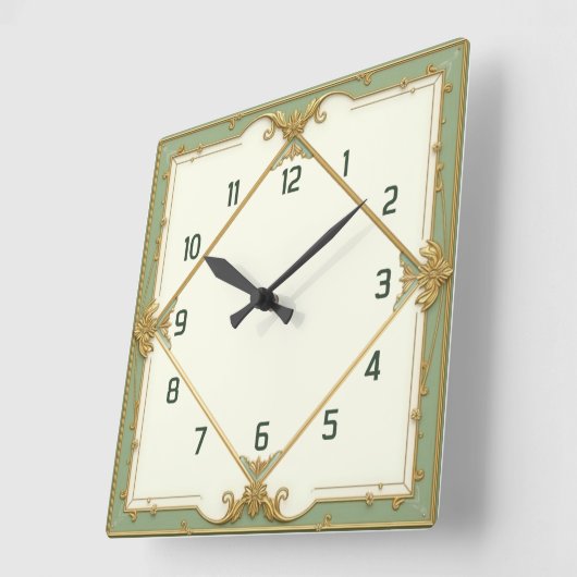 Art Deco Elegant Mint Vierkante Klok (Hoek)