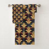 Art Deco Elegant Rood Goud Zwart Bad Handdoek (Insitu)