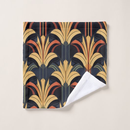 Art Deco Elegant Rood Goud Zwart Bad Handdoek (Wasdoekje)
