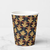 Art Deco Elegant Rood Goud Zwart Papieren Bekers (Voorkant)