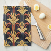 Art Deco Elegant Rood Goud Zwart Theedoek (Quarter Fold)