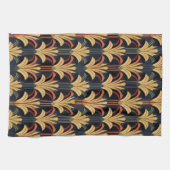 Art Deco Elegant Rood Goud Zwart Theedoek (Horizontaal)