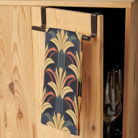 Art Deco Elegant Rood Goud Zwart Theedoek (Derde Gevouwen)