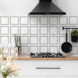 Art Deco Elegant Simple Black op wit Lijst Tegeltje