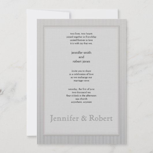 Art Deco Elegant Stripe Wedding Invitation Kaart (Voorkant)