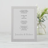 Art Deco Elegant Stripe Wedding Invitation Kaart (Staand voorkant)