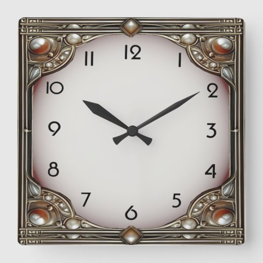 Art Deco Elegant Vierkante Klok (Voorkant)