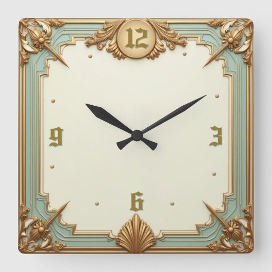 Art Deco Elegant Vierkante Klok (Voorkant)