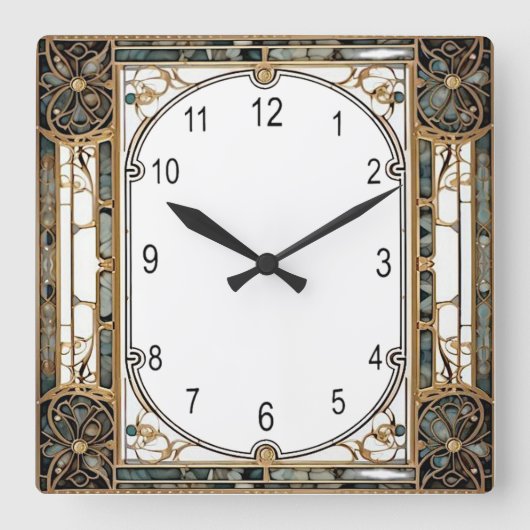 Art Deco Elegant Vierkante Klok (Voorkant)