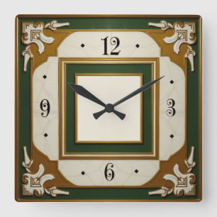 Art Deco Elegant Vierkante Klok