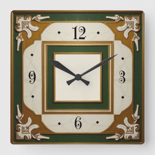 Art Deco Elegant Vierkante Klok (Voorkant)