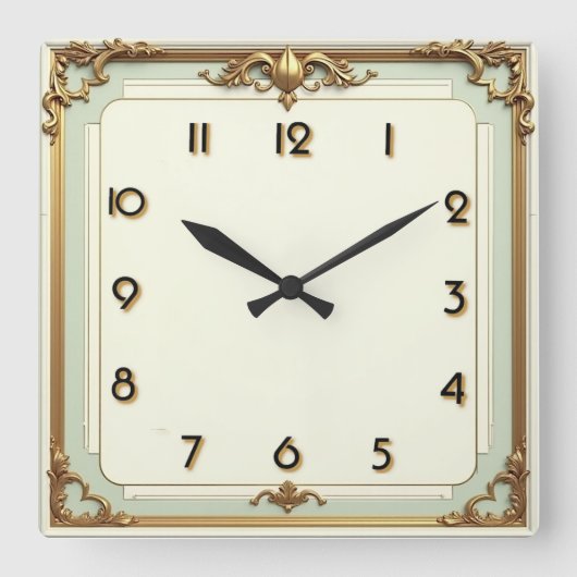 Art Deco Elegant Vierkante Klok (Voorkant)