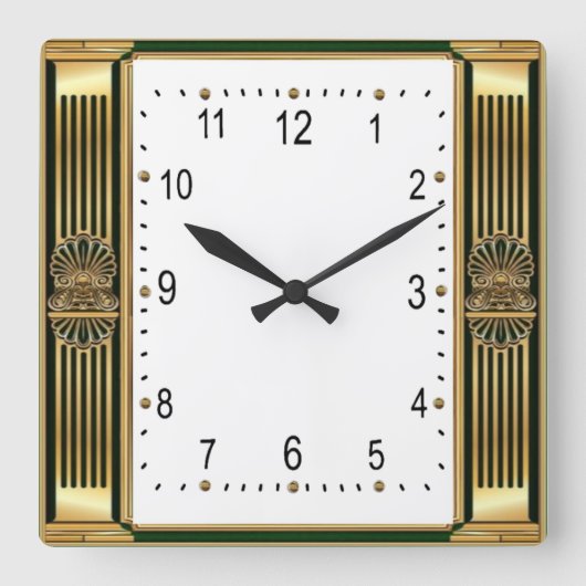Art Deco Elegant Vierkante Klok (Voorkant)