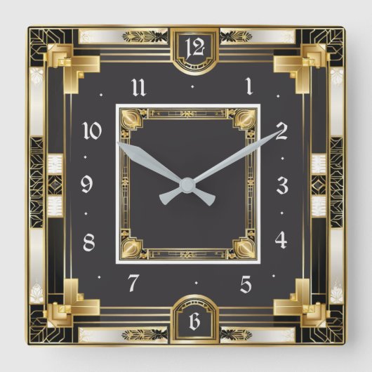 Art deco Elegant Vierkante Klok (Voorkant)