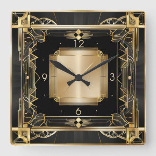 Art Deco Elegant Vierkante Klok