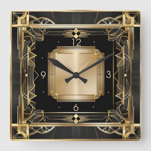 Art Deco Elegant Vierkante Klok (Voorkant)