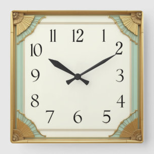 Art Deco Elegant Vierkante Klok