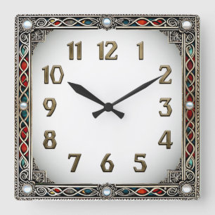 Art Deco Elegant Vierkante Klok