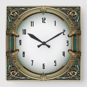 Art Deco Elegant Vierkante Klok