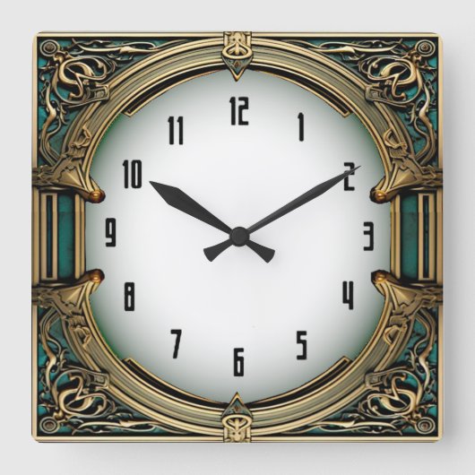 Art Deco Elegant Vierkante Klok (Voorkant)