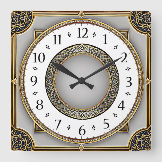 Art Deco Elegant Vierkante Klok (Voorkant)