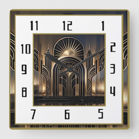 Art Deco Elegant Vierkante Klok (Voorkant)