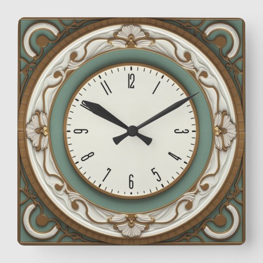 Art Deco Elegant Vierkante Klok (Voorkant)