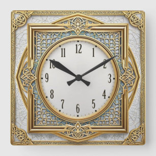 Art Deco Elegant Vierkante Klok