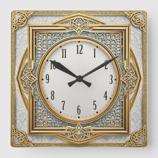 Art Deco Elegant Vierkante Klok (Voorkant)