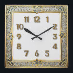 Art Deco Elegant Vierkante Klok<br><div class="desc">Great clock design. You will love it like others. Be free to use this design for other product you like or to customize and add your text. Follow me for more. Thank you. Have a nice day.</div>