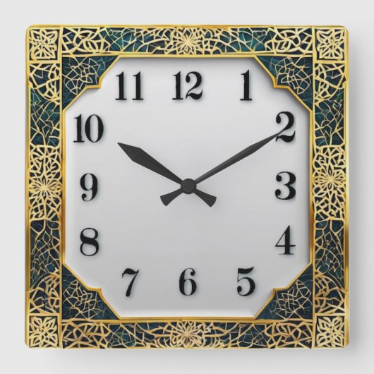 Art Deco Elegant Vierkante Klok (Voorkant)