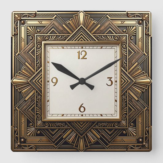 Art Deco Elegant Vierkante Klok (Voorkant)