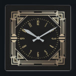 Art Deco elegant Vierkante Klok<br><div class="desc">Geweldig klokontwerp. Je zult het leuk vinden als anderen. U kunt dit ontwerp vrij gebruiken voor andere producten die u wilt of om jouw tekst aan te passen en toe te voegen. Volg me voor meer. Met vriendelijke groet. Een leuke dag.</div>