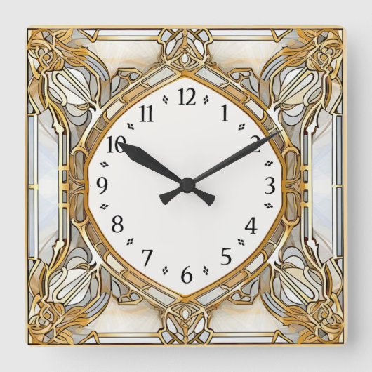 Art Deco Elegant  Vierkante Klok (Voorkant)